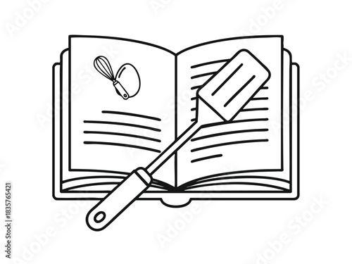 Cookbook with Kitchen Utensils Illustration
