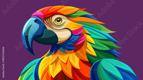 A Parrot With Bright Colors and Detailed Feathers Looks at the Viewer