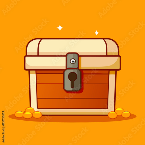 Treasure Chest Full of Gold Coins on Bright Background