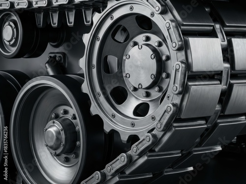 Close-up of old industrial engine parts showing metal gears and mechanical mechanism for automobile power and technology