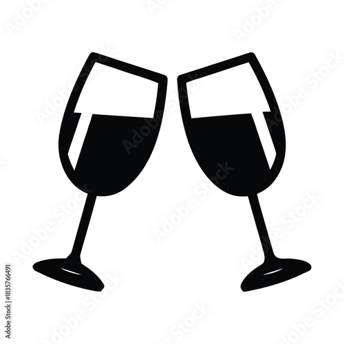 Two glasses of red wine and champagne for a celebration beverage toast