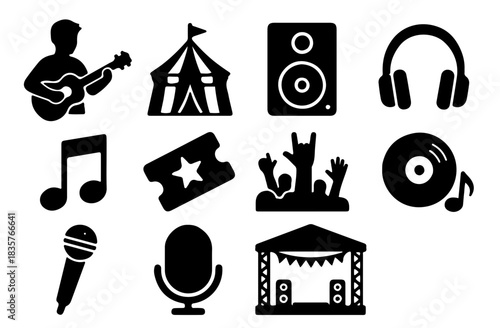 Black Music Festival Icons Set 