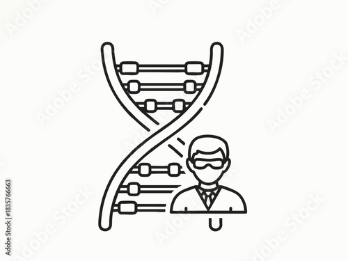 Scientist with DNA Helix