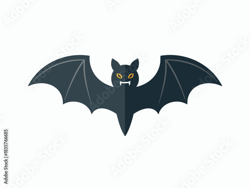 Black Bat Icon on White Background