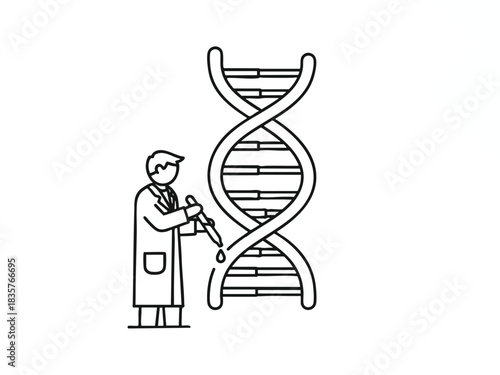 Scientist Examining DNA Helix Structure