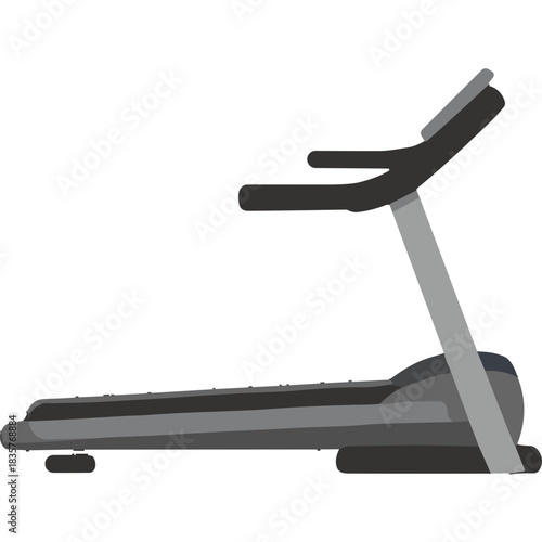 Modern Treadmill Machine Equipment For Running and Walking In A Gym Or Home Fitness Studio With Sleek Gray And Black Design And Ergonomic Handlebars