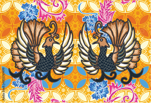 Very exotic Bird Motif Batik, suitable for various printing and background purposes