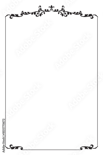 Elegant Black Floral Arch Frame for Certificate or Document. 148