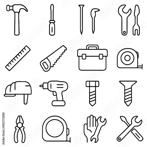 Essential Tools of the Trade: A collection of various construction tools, ready to build and fix everything.