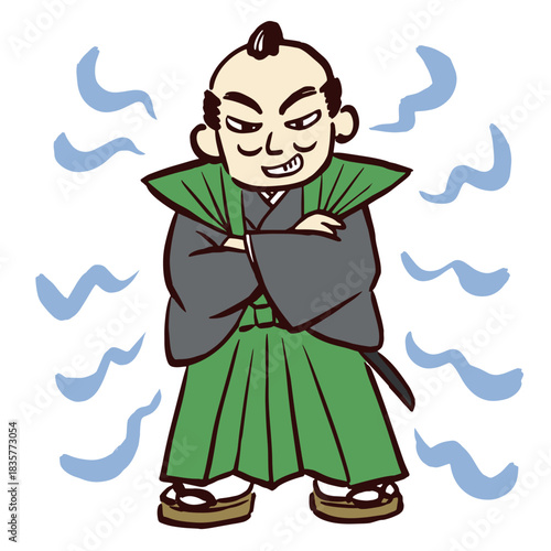 ニヤリと不敵に笑う裃姿の武士