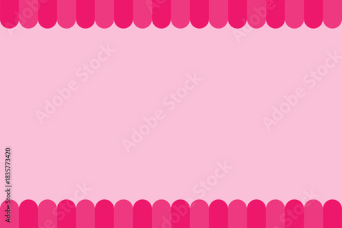Pink shop awning background with rounded striped canopy design. Cute soft pastel backdrop for cafe, bakery or market themes. Simple flat vector style.