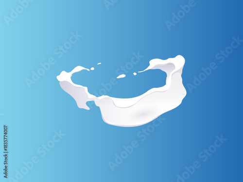 Milk splash isolated on blue background vector illustration perfect for beverage promotion, dairy branding, food advertising, organic drink campaigns, healthy nutrition creative product design