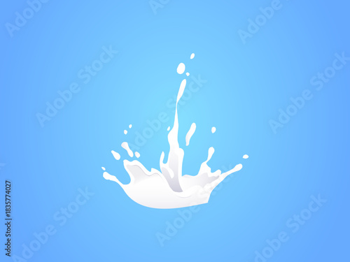 Milk splash on gradient background vector illustration perfect for dairy product branding, beverage advertising, food design templates, organic healthy drink campaigns and creative modern layouts