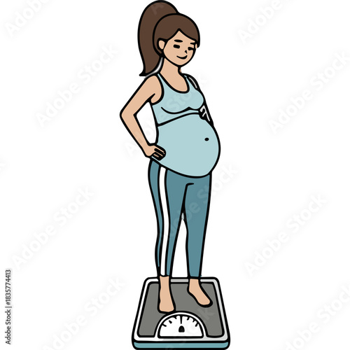 pregnant woman holding a scale