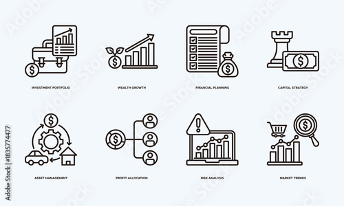 Capital Strategy Investment Portfolio Banner Illustration Integrating Investment Portfolio, Wealth Growth, Financial Planning, Capital Strategy, Asset Management, Profit Allocation and Risk Analysis