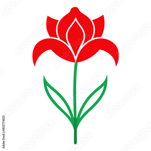 dutch iris red ember line art on white background