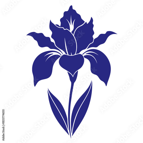 dutch iris rosario silhouette on white background