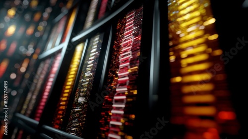 Illuminating Genetics: Close-up of DNA Strands on Digital Screen with Bokeh Effect and Leading Lines