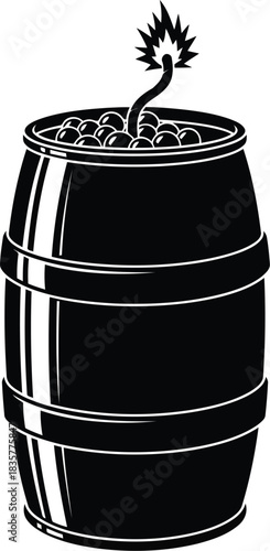 Explosive barrel dynamite bomb danger threat risk explosion fire fuse danger symbol vector illustration vector