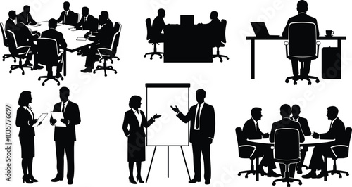 Business teamwork, office meeting, corporate collaboration, professional discussion, workplace communication, desk work, presentation, brainstorming, remote work, strategy planning