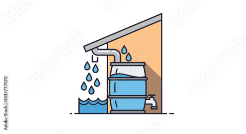Rainwater harvesting system illustration for sustainable water conservation and collection