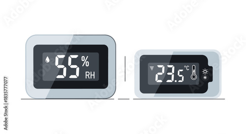 Digital Thermometer and Hygrometer Showing Room Temperature and Humidity Level Measurement