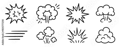 Linear symbols of Explosions and smoke vector illustration EPS 10