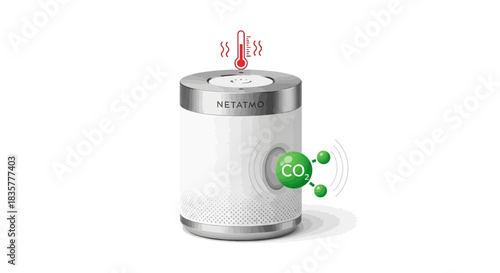 Smart home device monitoring temperature and carbon dioxide levels for enhanced indoor air quality