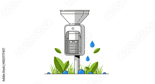 Weather observation instrument capturing and measuring rainfall amount, for agriculture or climate