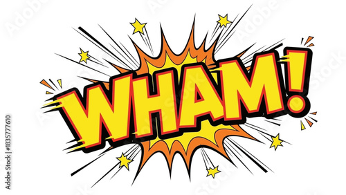 Comic Book Style WHAM Explosion with Starburst Effect.