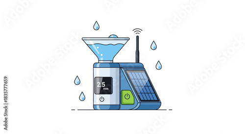 Automated weather measurement device illustration for environmental monitoring and smart