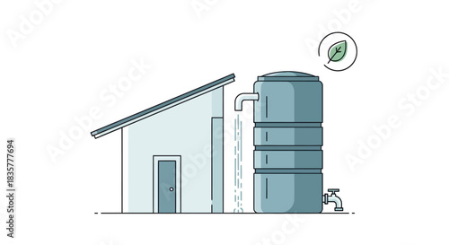 Harvesting rain illustration for sustainable living and water conservation practices
