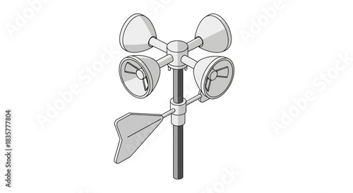 Detailed anemometer illustration showcasing weather monitoring and measurement tool precision design