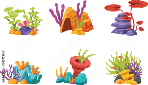 set of colorful flowers