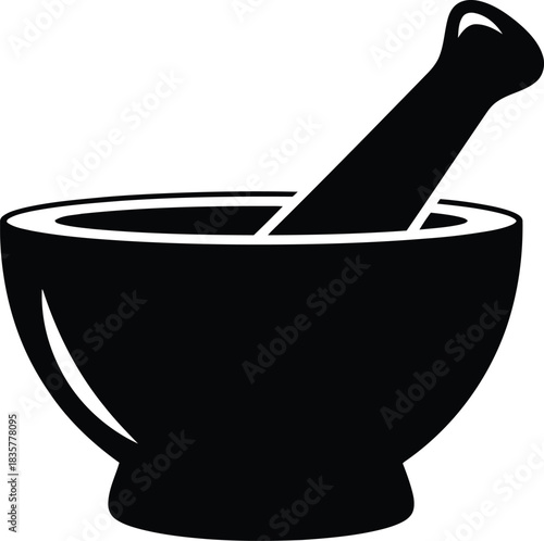 Mortar and pestle icon isolated essential tool for pharmacy medicine herbs and cooking concepts vector