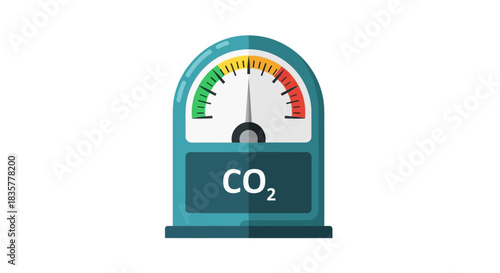 Carbon dioxide emissions gauge symbolizing environmental monitoring and analysis indicators, air