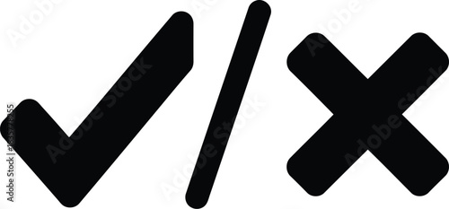 Checkmark and cross symbol for yes no true false decision making right wrong approval rejection concept vector