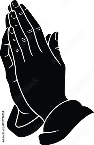 Praying hands silhouette symbol of faith hope spirituality belief devotion worship vector