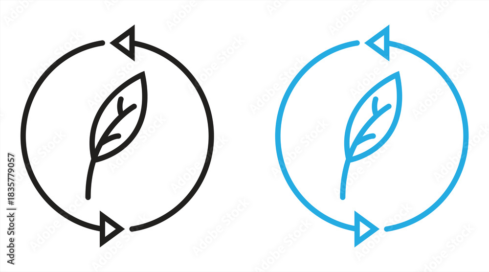 Obraz premium leaf and circular arrow icon, vector illustration 