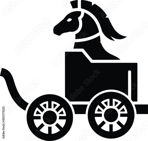 Ancient roman chariot silhouette icon historical military transport vector vector