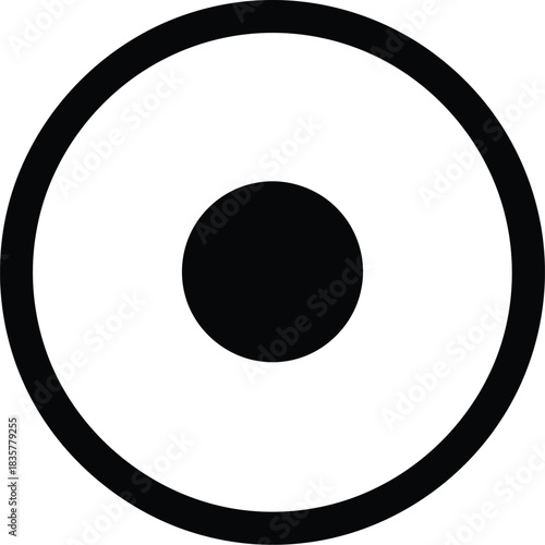 Minimalist circle symbol abstract geometric shape outline center dot simple design icon vector