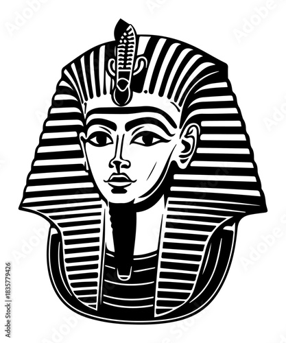 Ancient Egyptian Pharaoh Tutankhamun mask portrait vector illustration