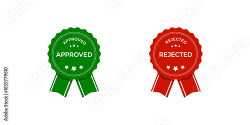 Green approved rubber stamp icon label vector illustration with flat style design perfect for official certification, business approval, and authorization concepts.