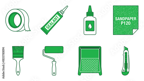Home Improvement Supplies: Flat Vector Icons