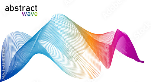 Abstract multicolored wave flowing smoothly on a white background for presentations