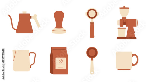 Coffee Brewing Essentials: Flat Vector Illustration