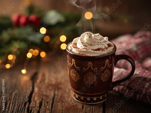 cup of coffee with christmas cookies