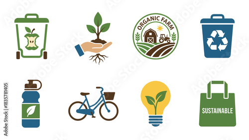 Eco-Friendly Icons: Sustainable Living and Environmental Awareness