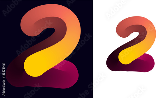 Colorful gradient number two illustration design for web and print