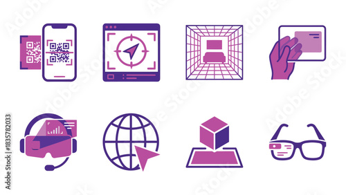 Augmented Reality and Virtual Reality Icon Set